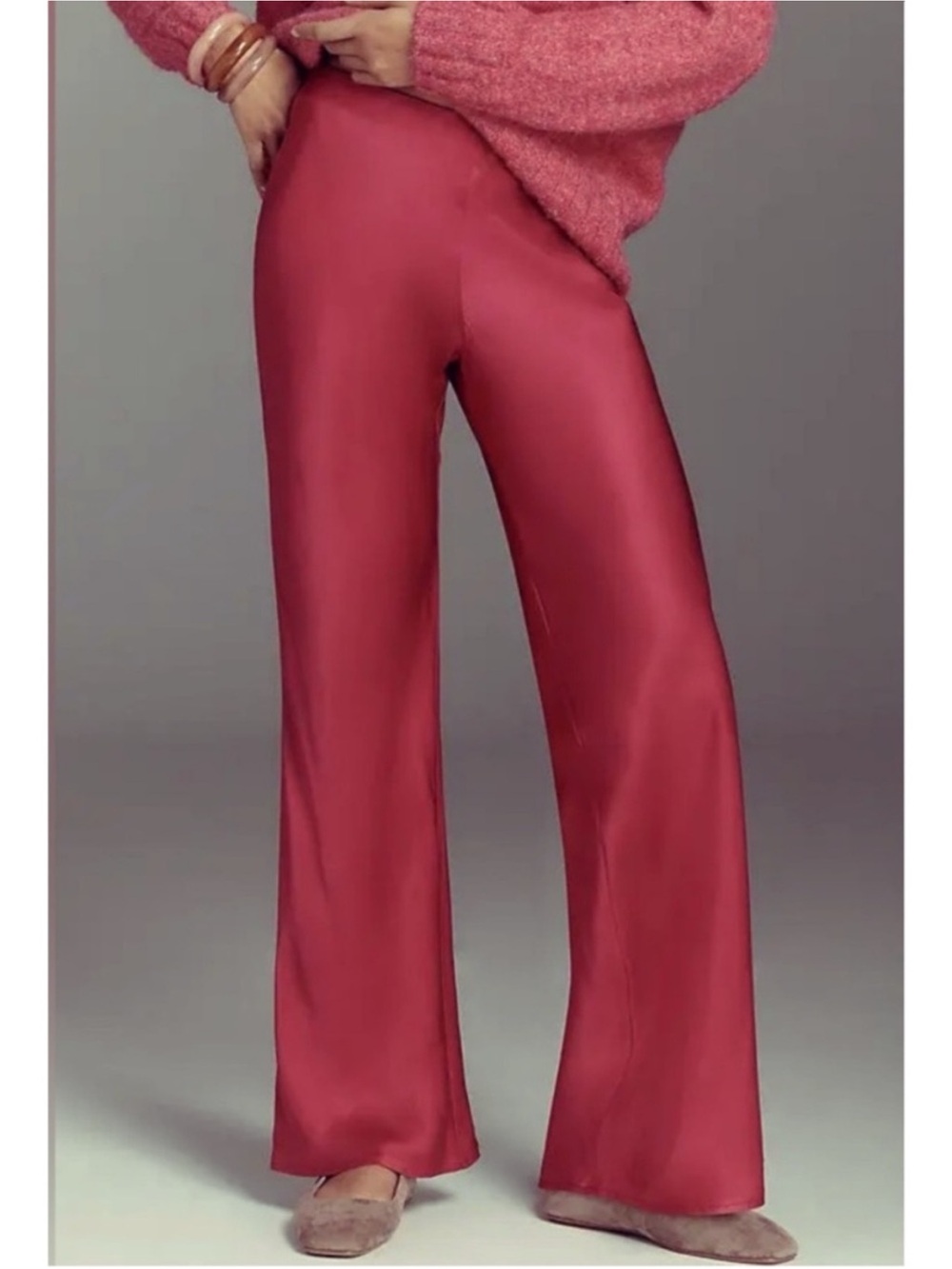 Anthropologie The Tilda Pull On  Wide Leg Pants - Raspberry - size Medium - NWT
